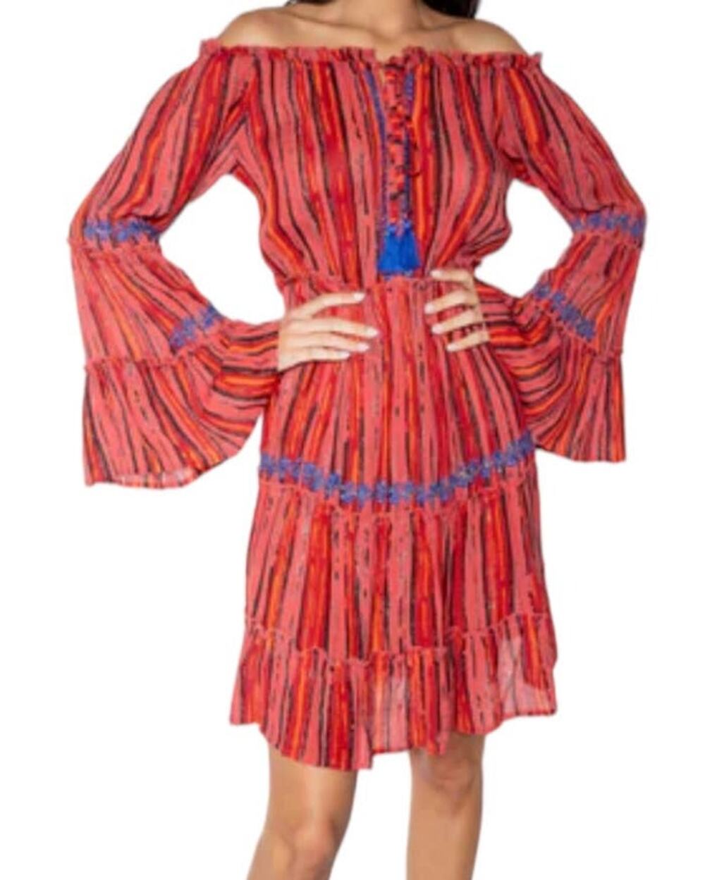 Raga Dress Joselina Off shoulder long sleeve red Small S